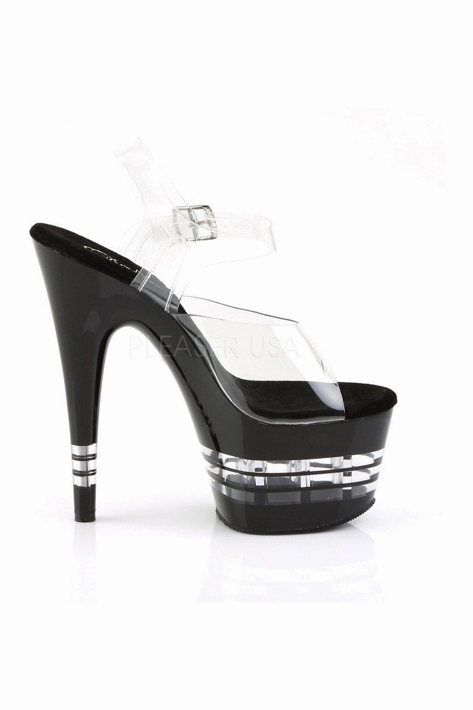 ADORE-708LN Platform Sandal  | Black Vinyl