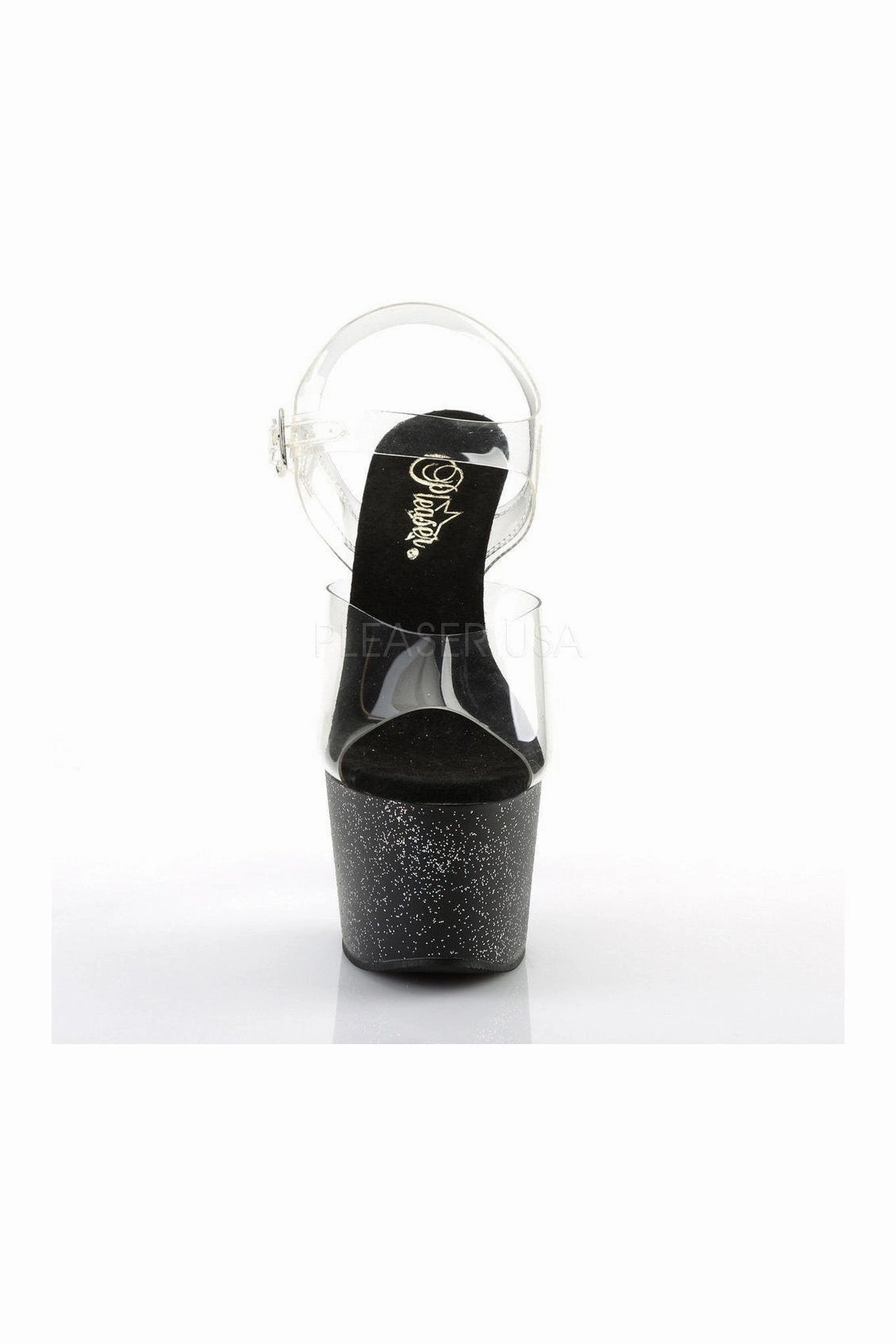 ADORE-708MG Platform Sandal  | Black Vinyl