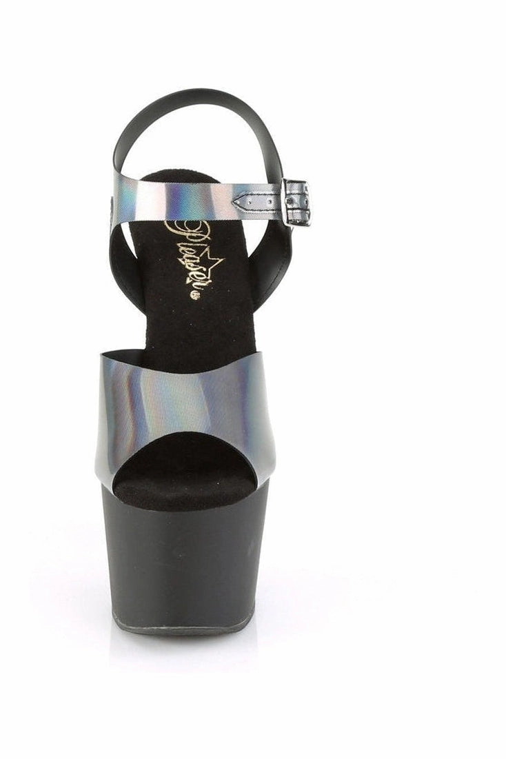 ADORE-708N-DT Exotic Platform Sandal | Pewter Hologram