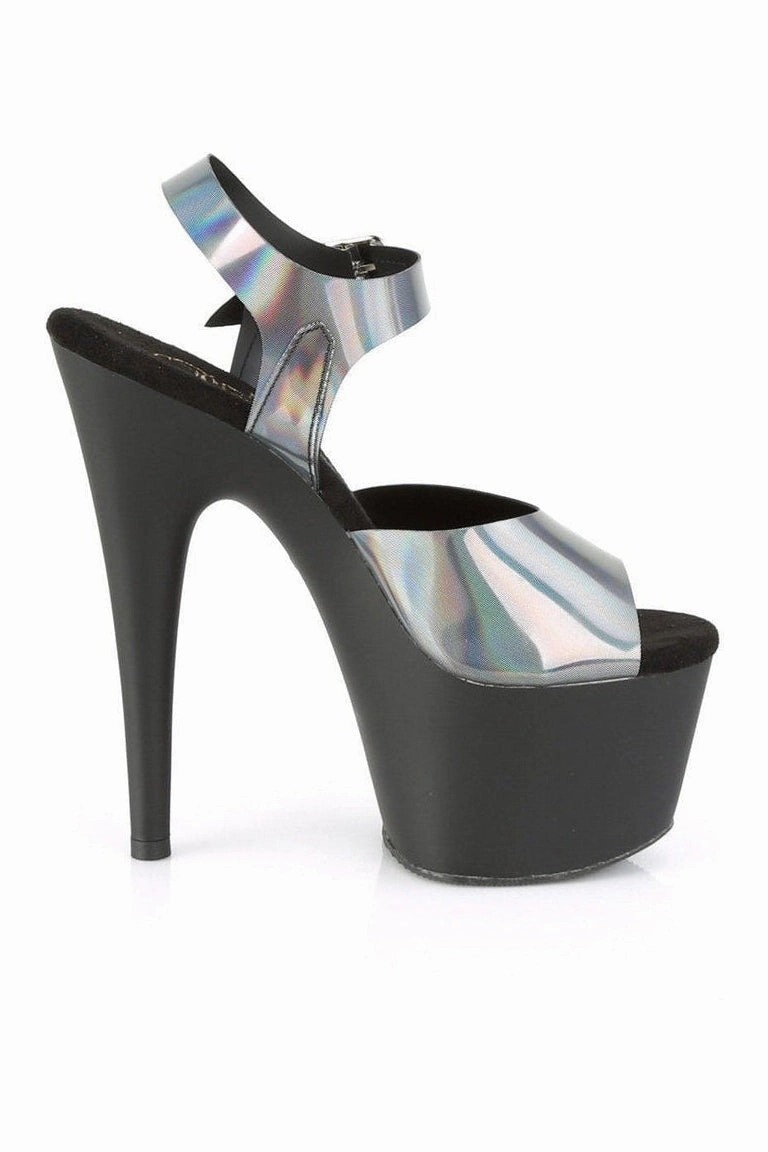 ADORE-708N-DT Exotic Platform Sandal | Pewter Hologram