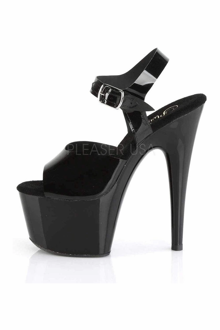 ADORE-708N Platform Sandal | Black Faux Leather