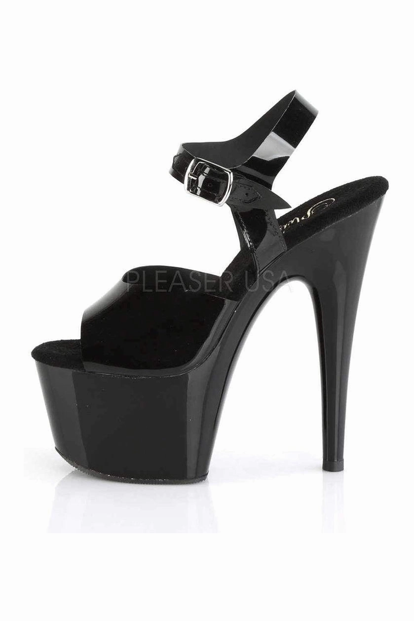 ADORE-708N Platform Sandal | Black Faux Leather