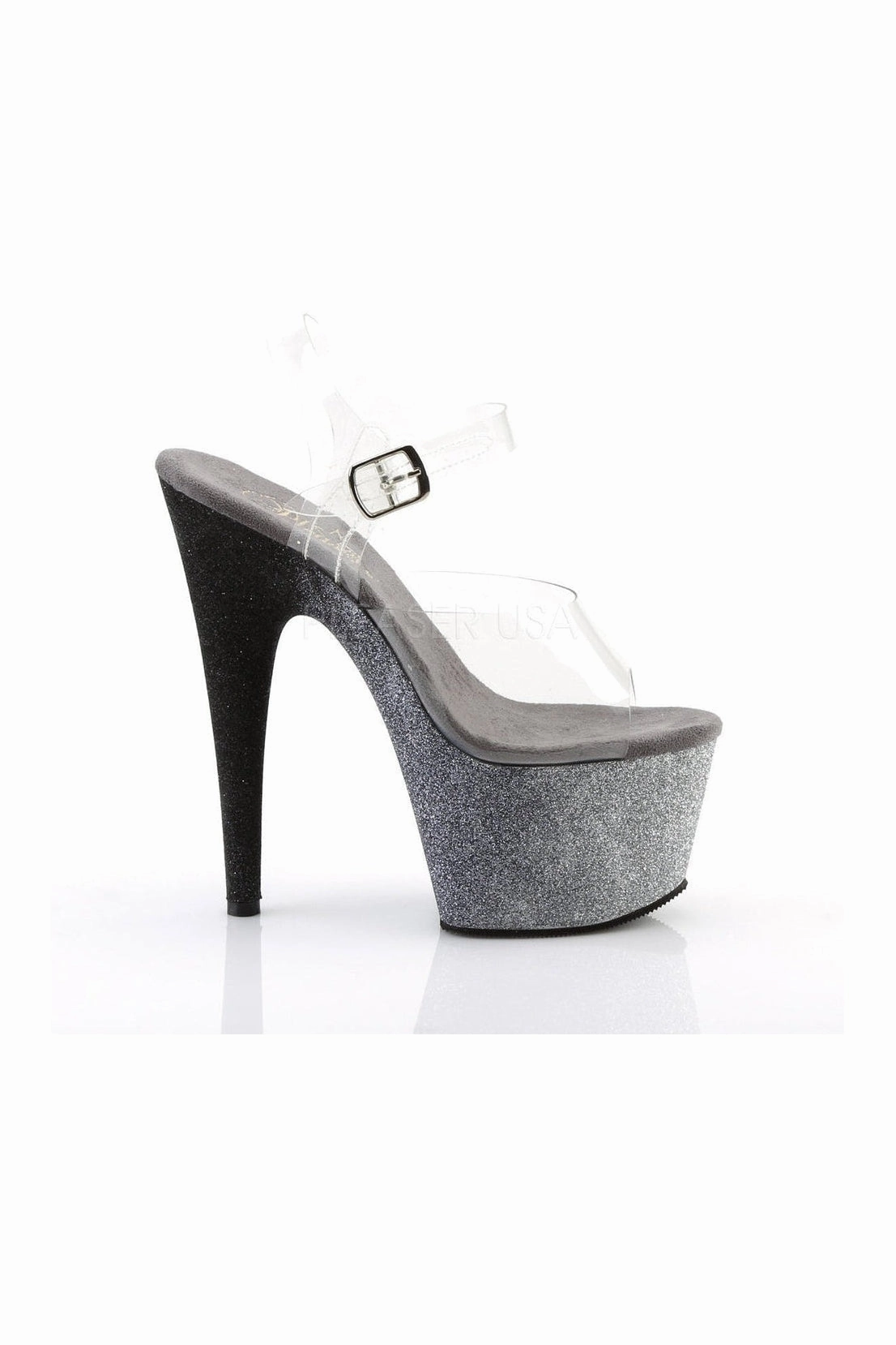 ADORE-708OMBRE Platform Sandal  | Black Vinyl