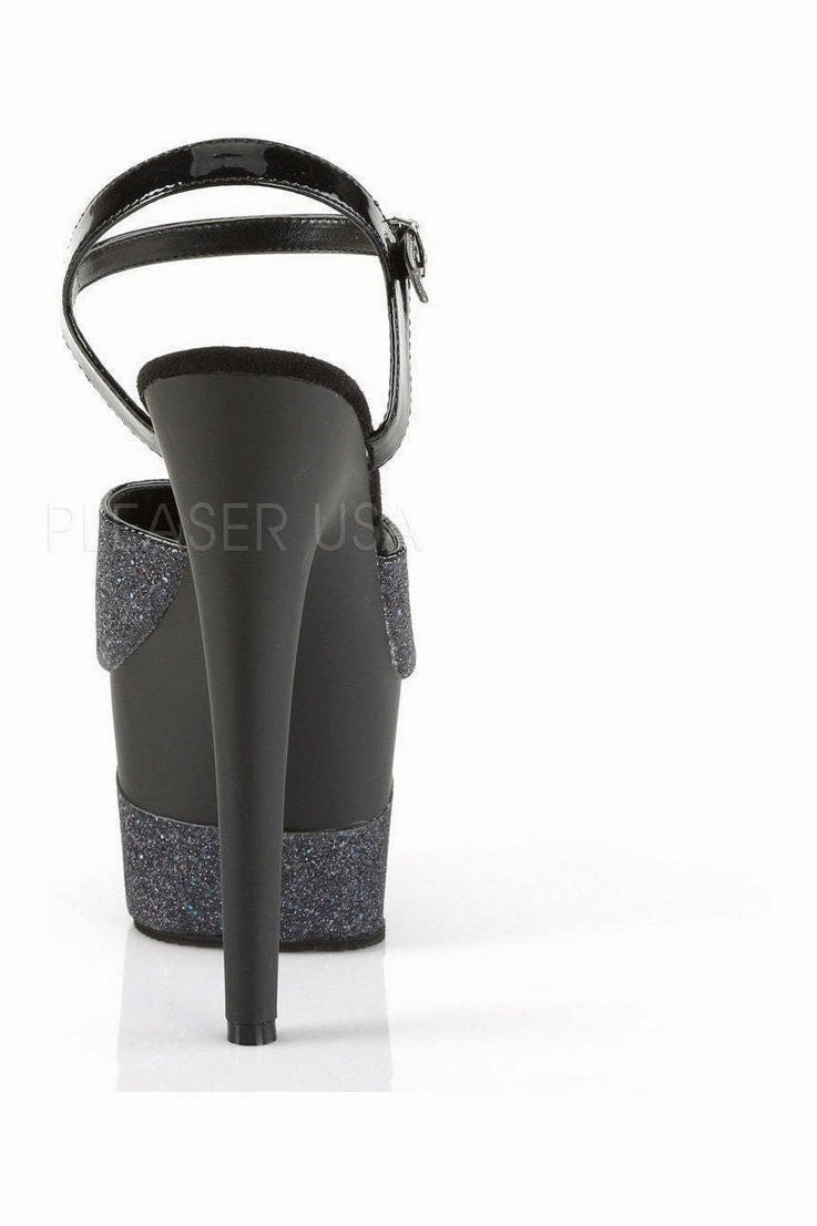 ADORE-709-2G Platform Sandal  | Black Glitter