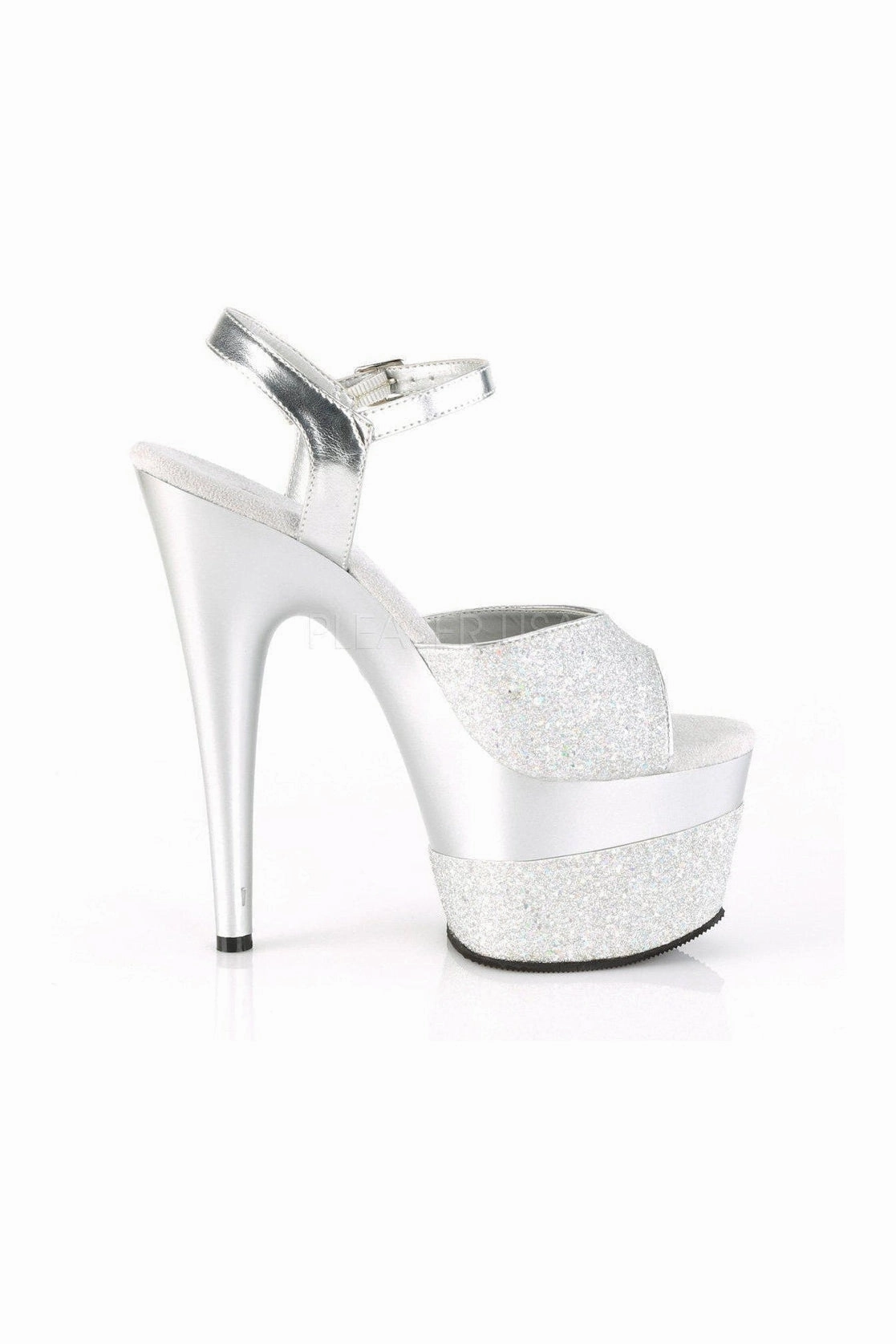 ADORE-709-2G Platform Sandal  | Silver Glitter