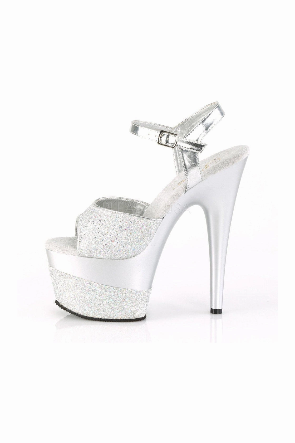 ADORE-709-2G Platform Sandal  | Silver Glitter