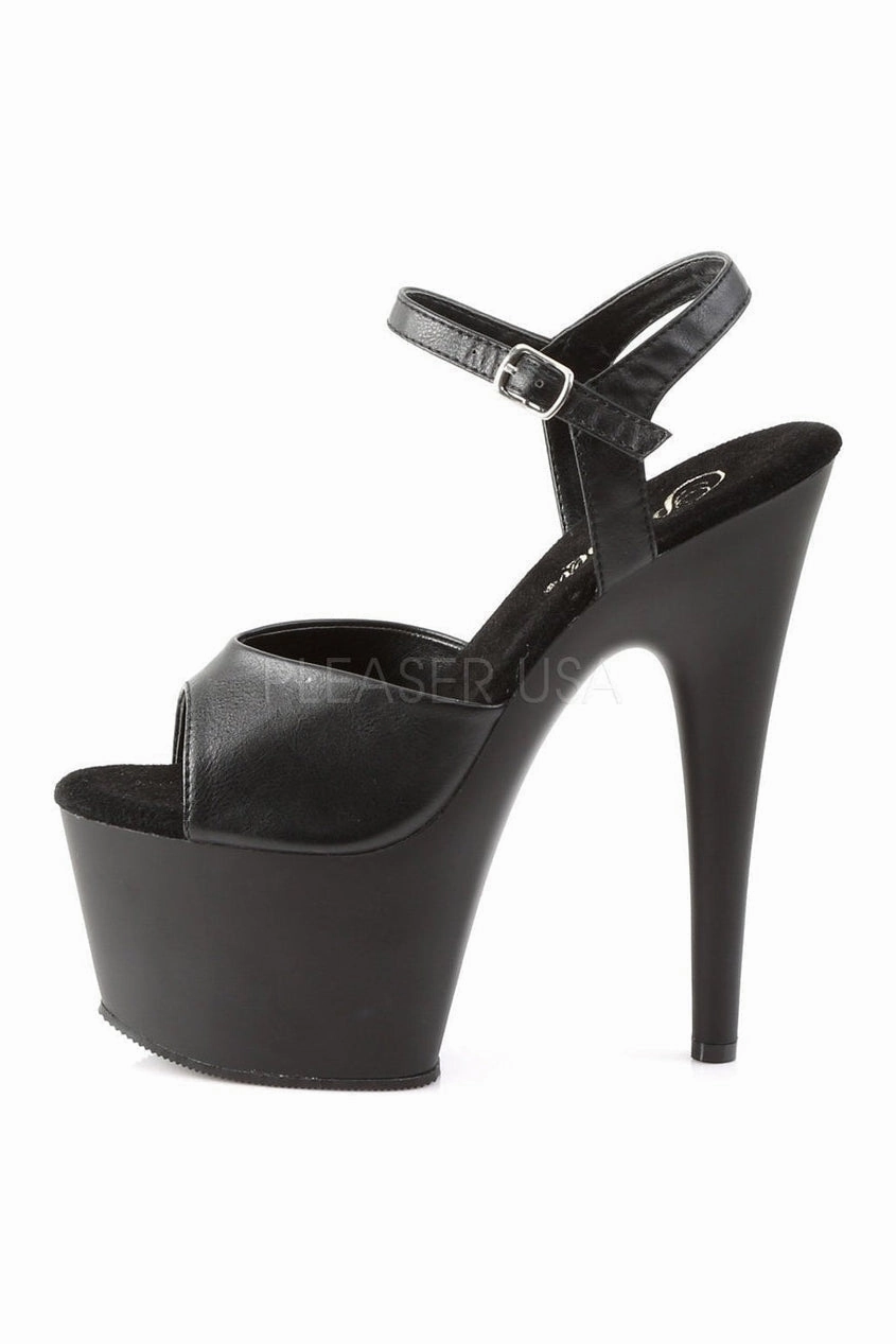 ADORE-709 Platform Sandal  | Black Faux Leather