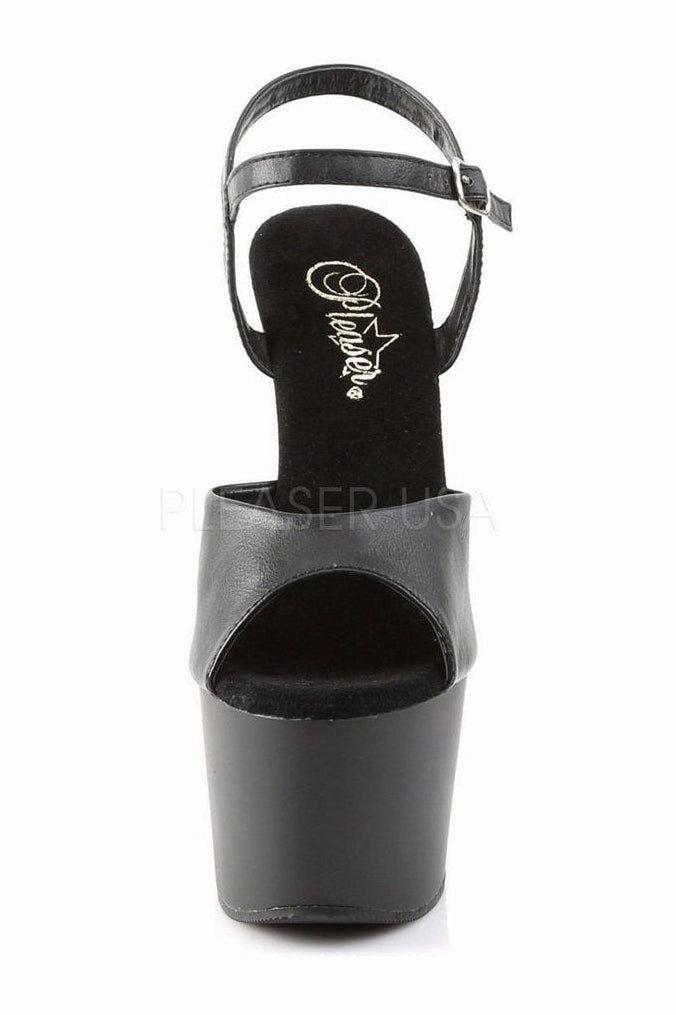 ADORE-709 Platform Sandal  | Black Faux Leather
