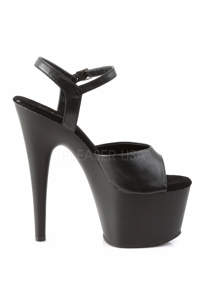 ADORE-709 Platform Sandal  | Black Faux Leather