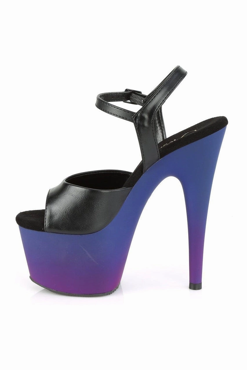 ADORE-709BP Exotic Sandal | Black Faux Leather
