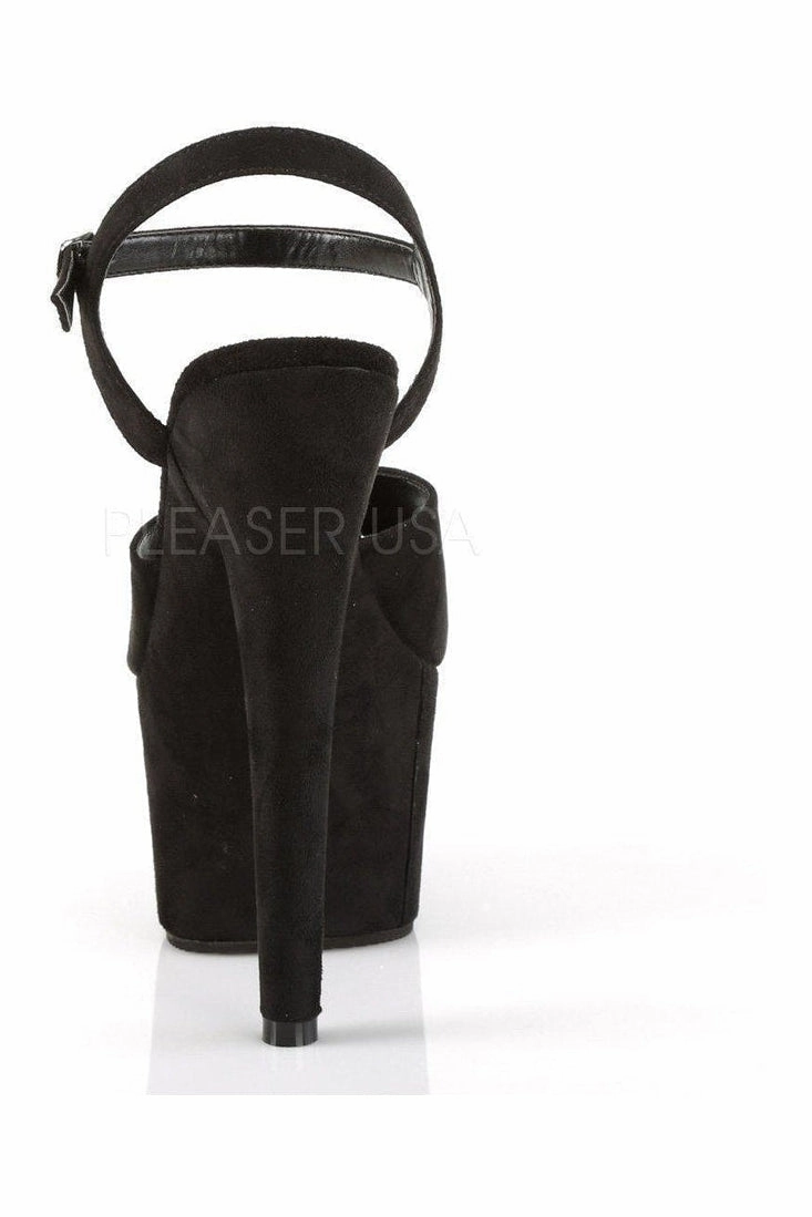 ADORE-709FS Platform Sandal  | Black Faux Suede