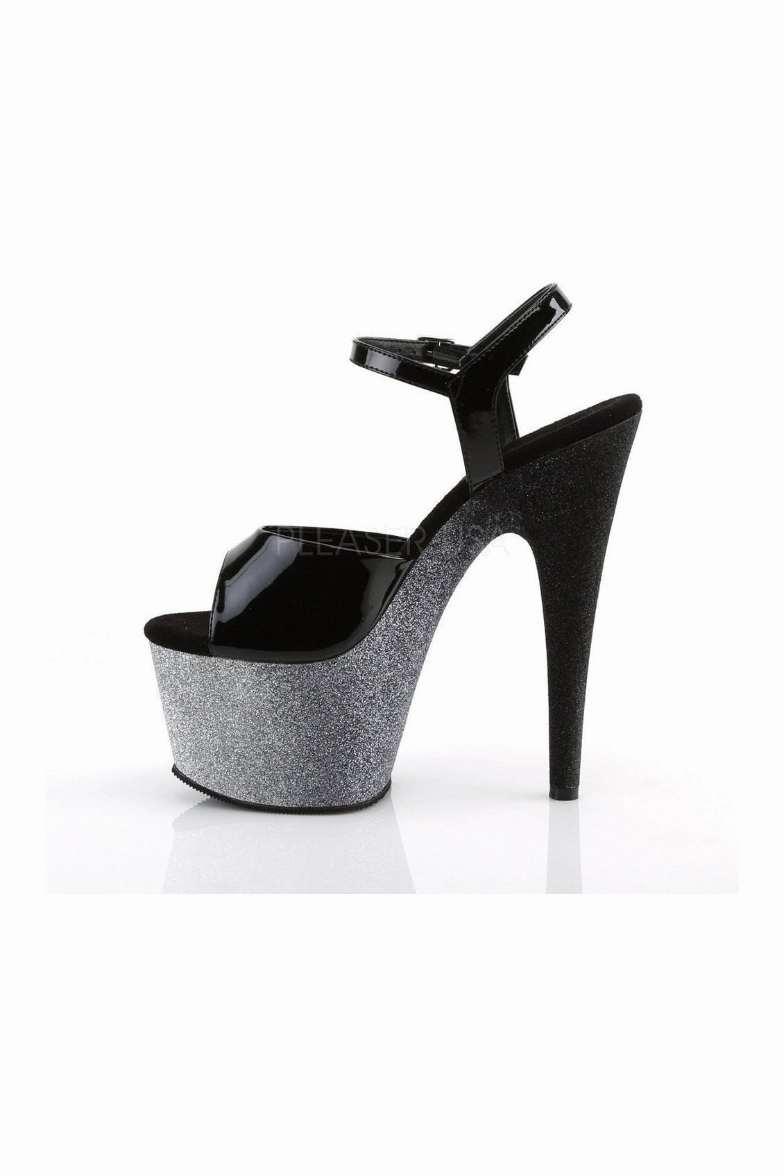 ADORE-709OMBRE Platform Sandal  | Black Patent