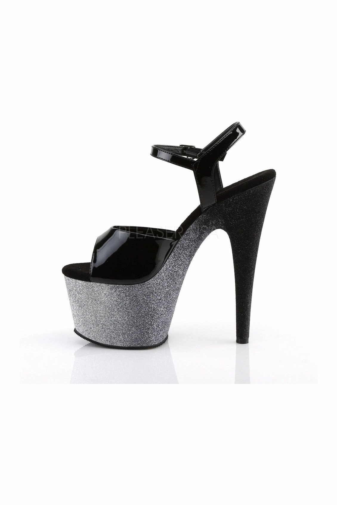 ADORE-709OMBRE Platform Sandal  | Black Patent