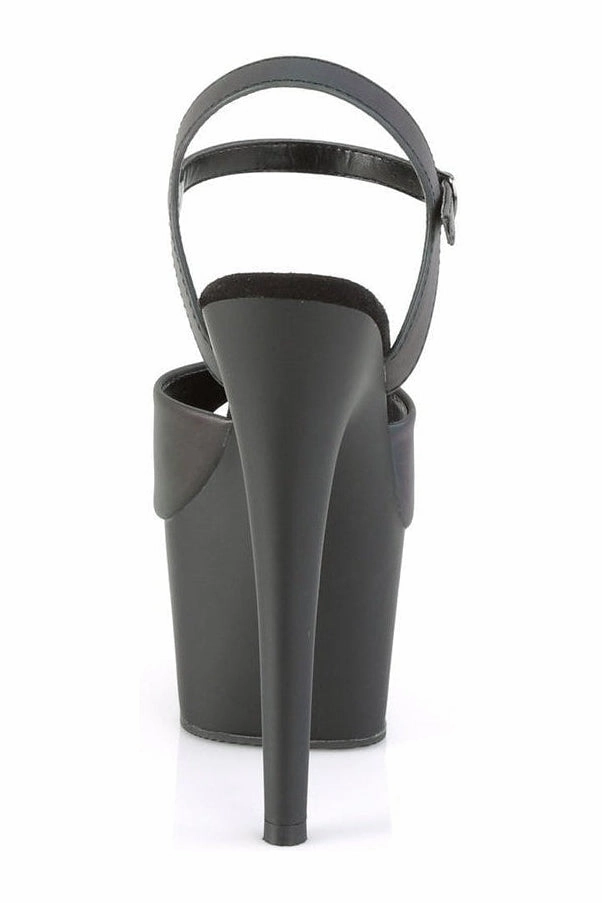 ADORE-709REFL Exotic Platform Sandal | Black Faux Leather