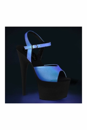 ADORE-709REFL Exotic Platform Sandal | Black Faux Leather