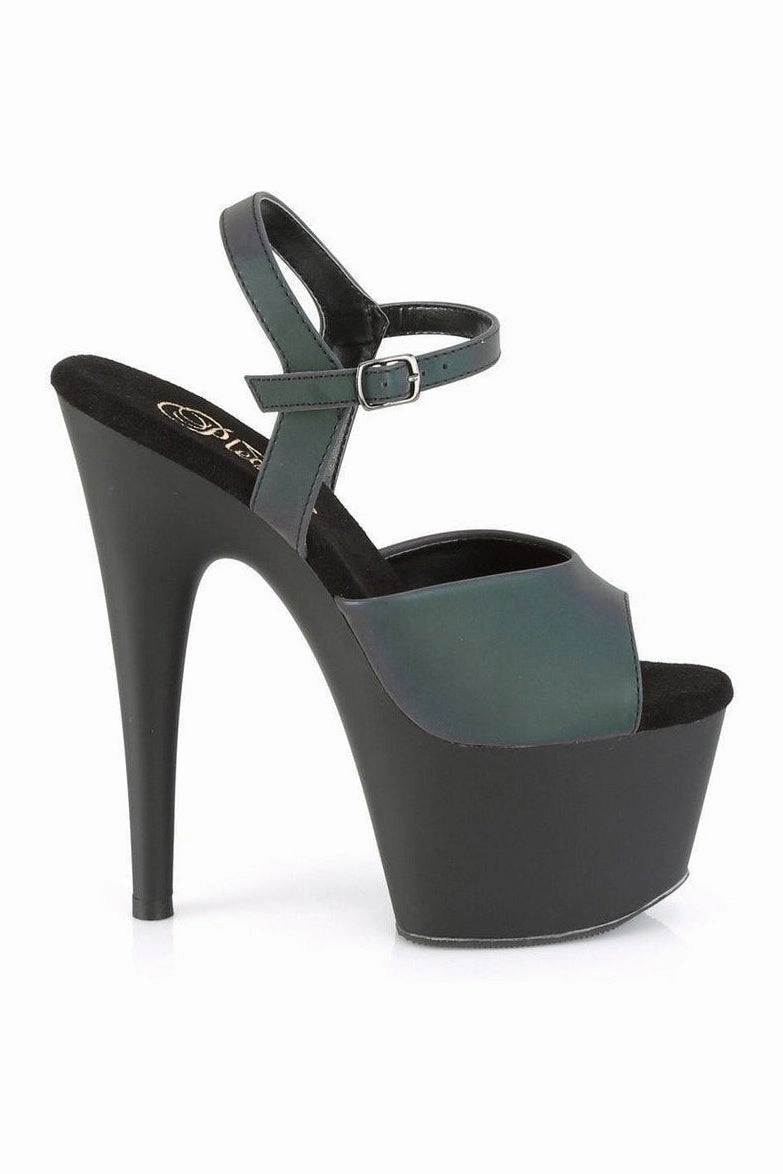 ADORE-709REFL Exotic Platform Sandal | Black Faux Leather