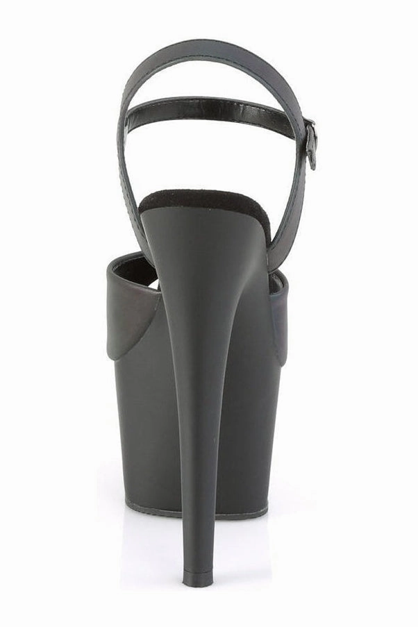 ADORE-709REFL Exotic Platform Sandal | Black Faux Leather