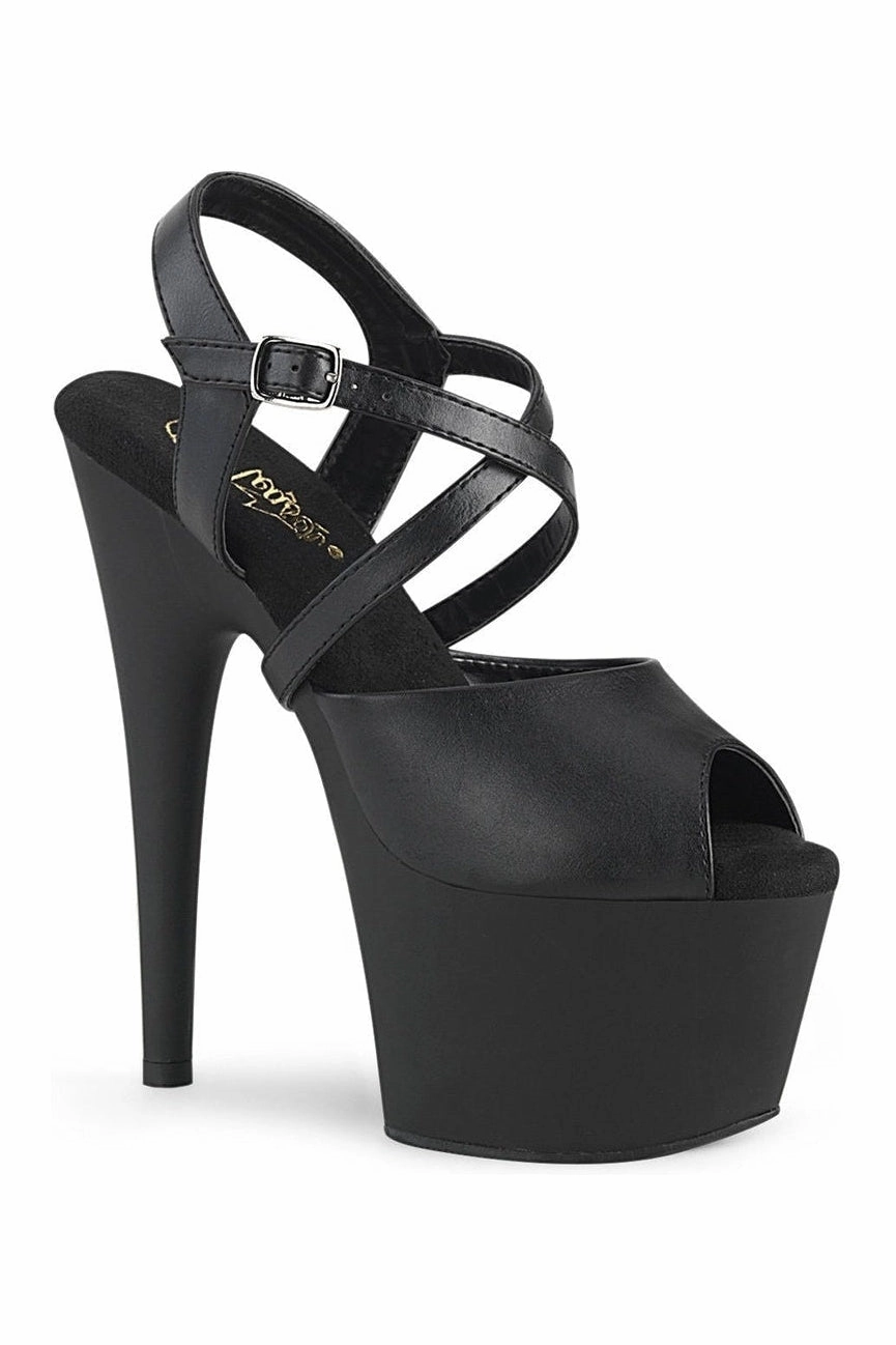 ADORE-724 Exotic Sandal | Black Faux Leather