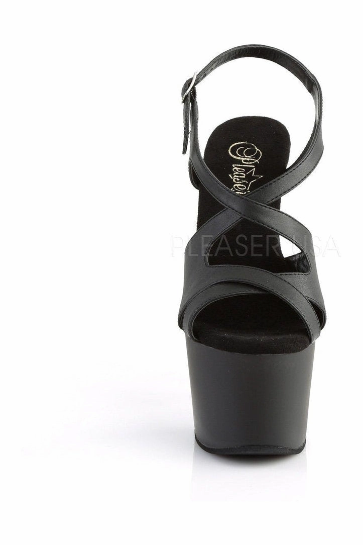 ADORE-730 Platform Sandal  | Black Faux Leather