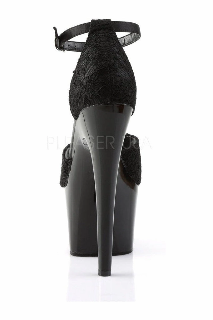 ADORE-768 Platform Sandal  | Black Genuine Satin