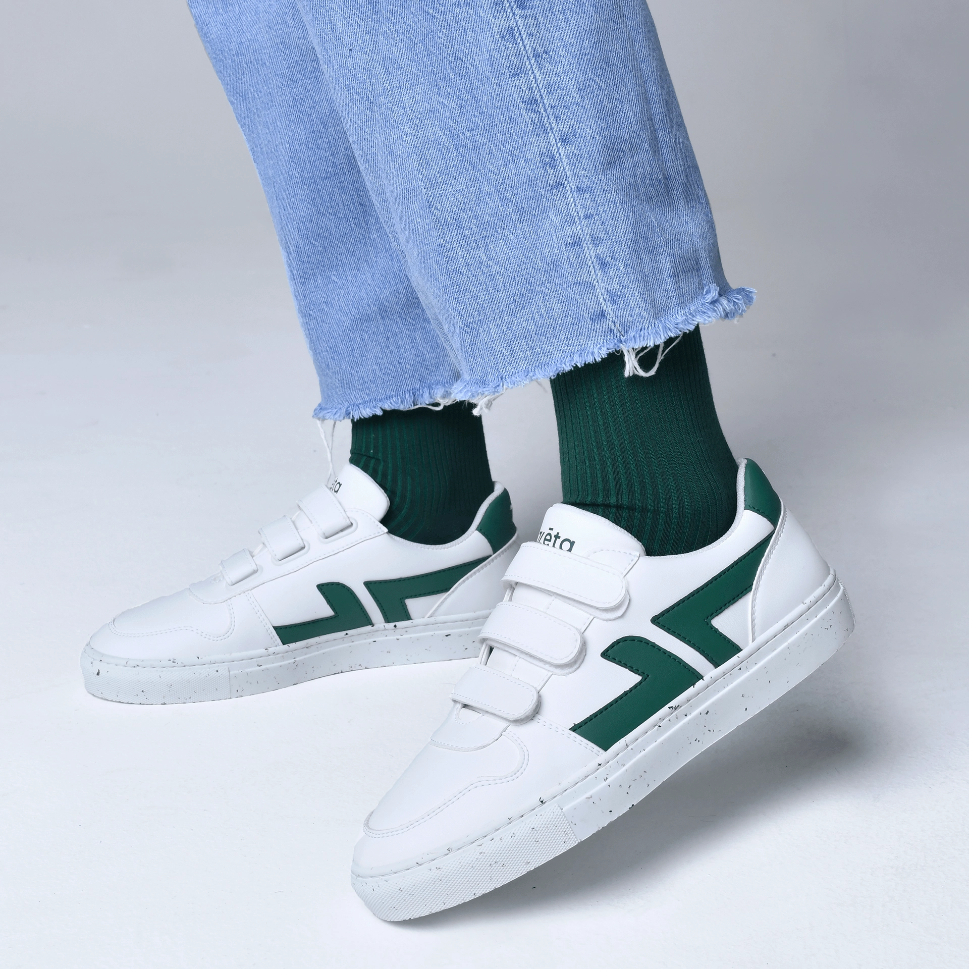 Alpha Unisex Vegan Leather Velcro Sneakers | Green