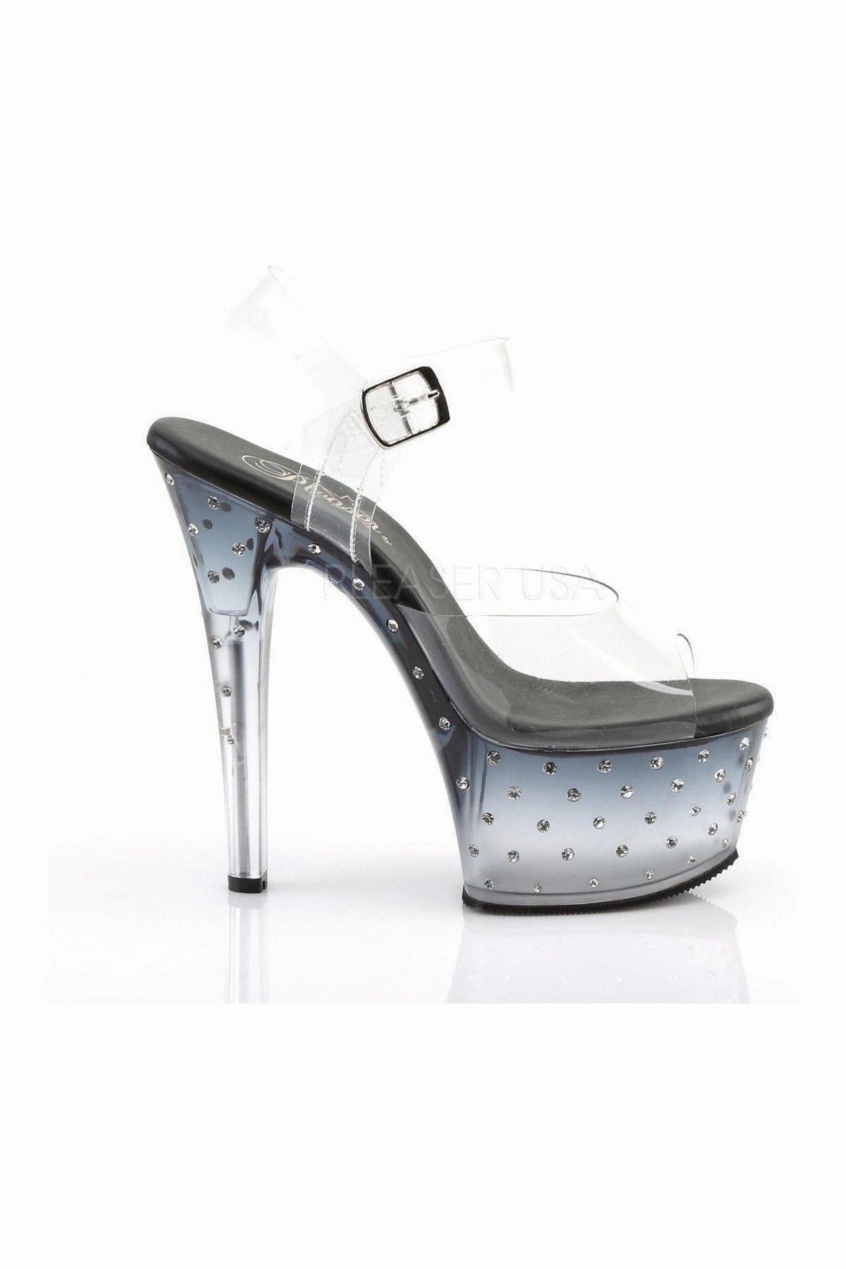 ASPIRE-608STD Platform Sandals | Black Vinyl