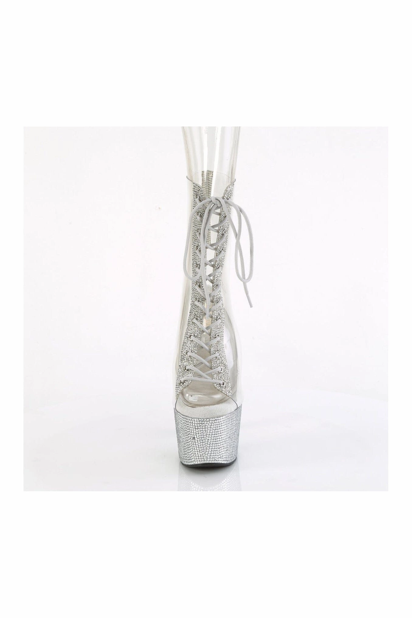 BEJEWELED-1016C-2-7 Clear Vinyl Ankle Boot