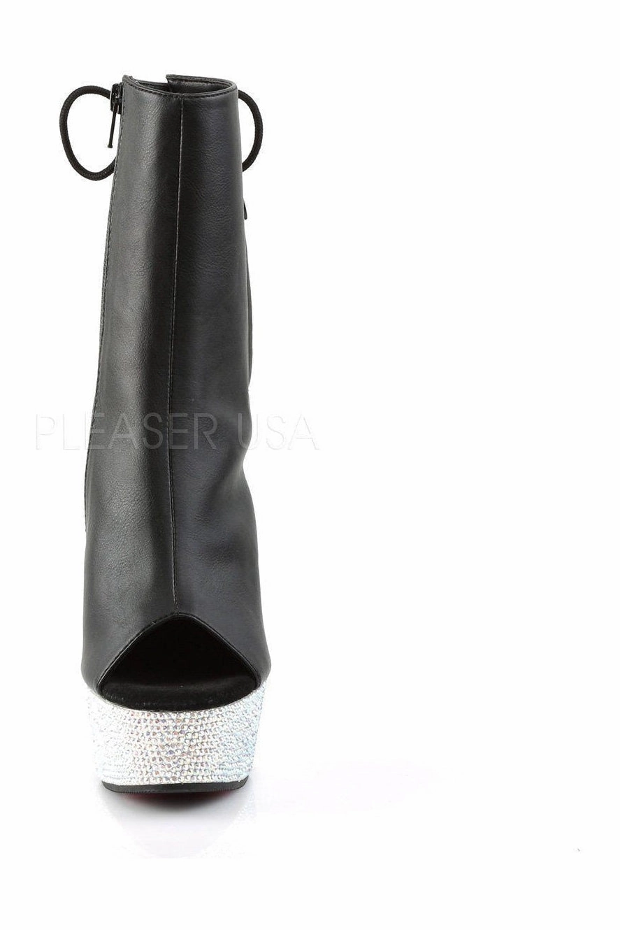 BEJEWELED-1018DM-6 Platform Boot  | Black Faux Leather