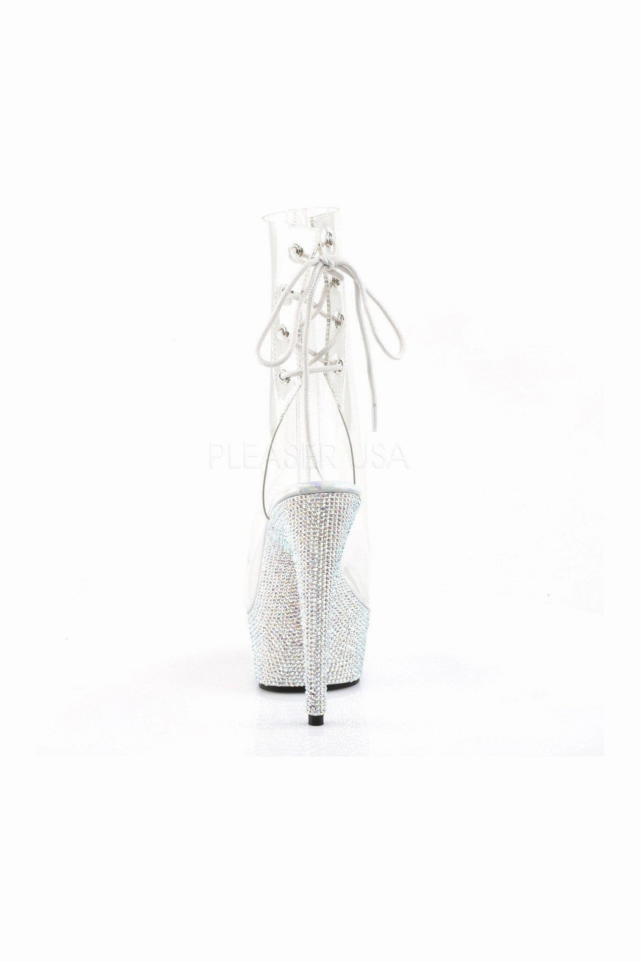 BEJEWELED-1018DM-6 Platform Boot  | Clear Vinyl