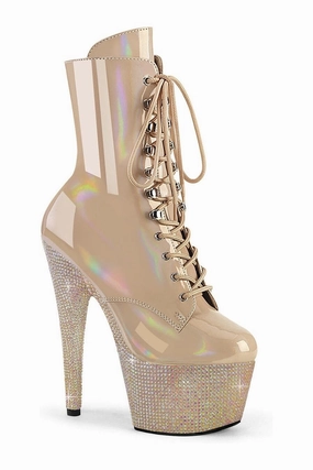 BEJEWELED-1020-7 Nude Patent Ankle Boot