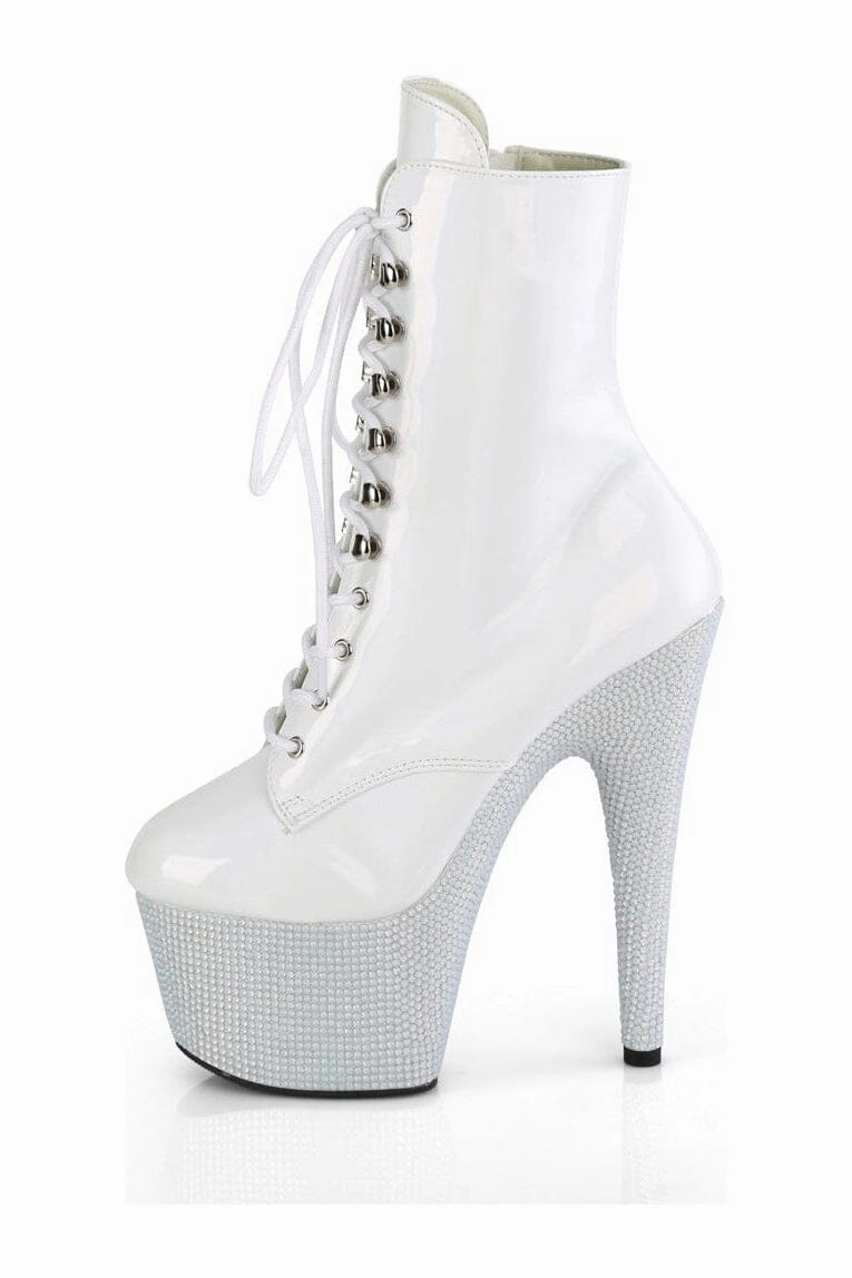 BEJEWELED-1020-7 White Patent Ankle Boot