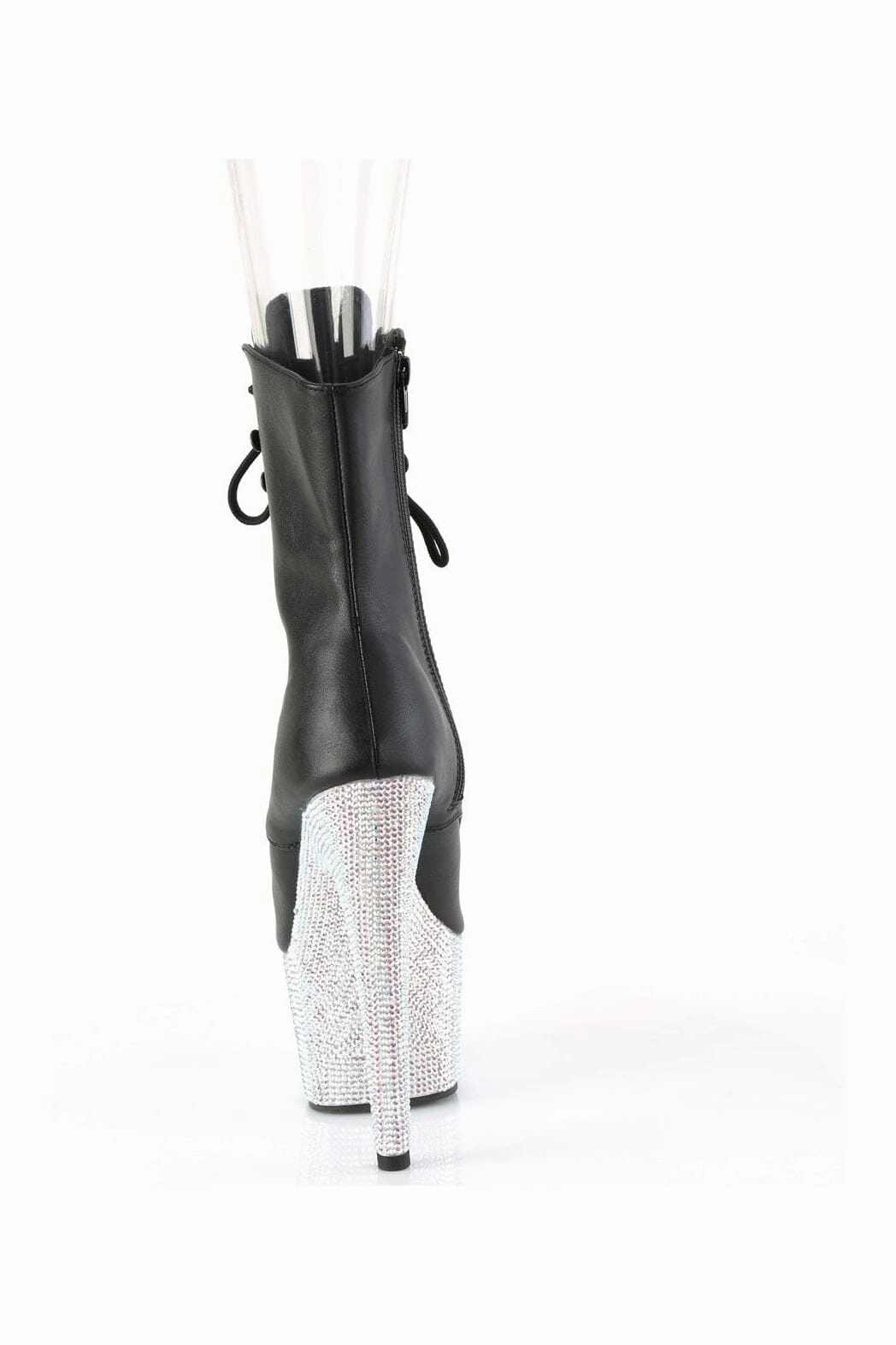 BEJEWELED-1021-7 Black Faux Leather Ankle Boot