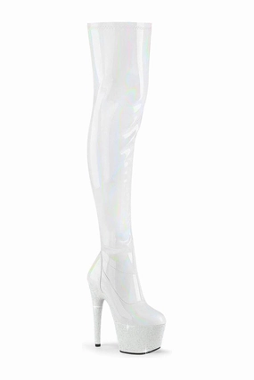 BEJEWELED-3000-7 White Patent Thigh Boot