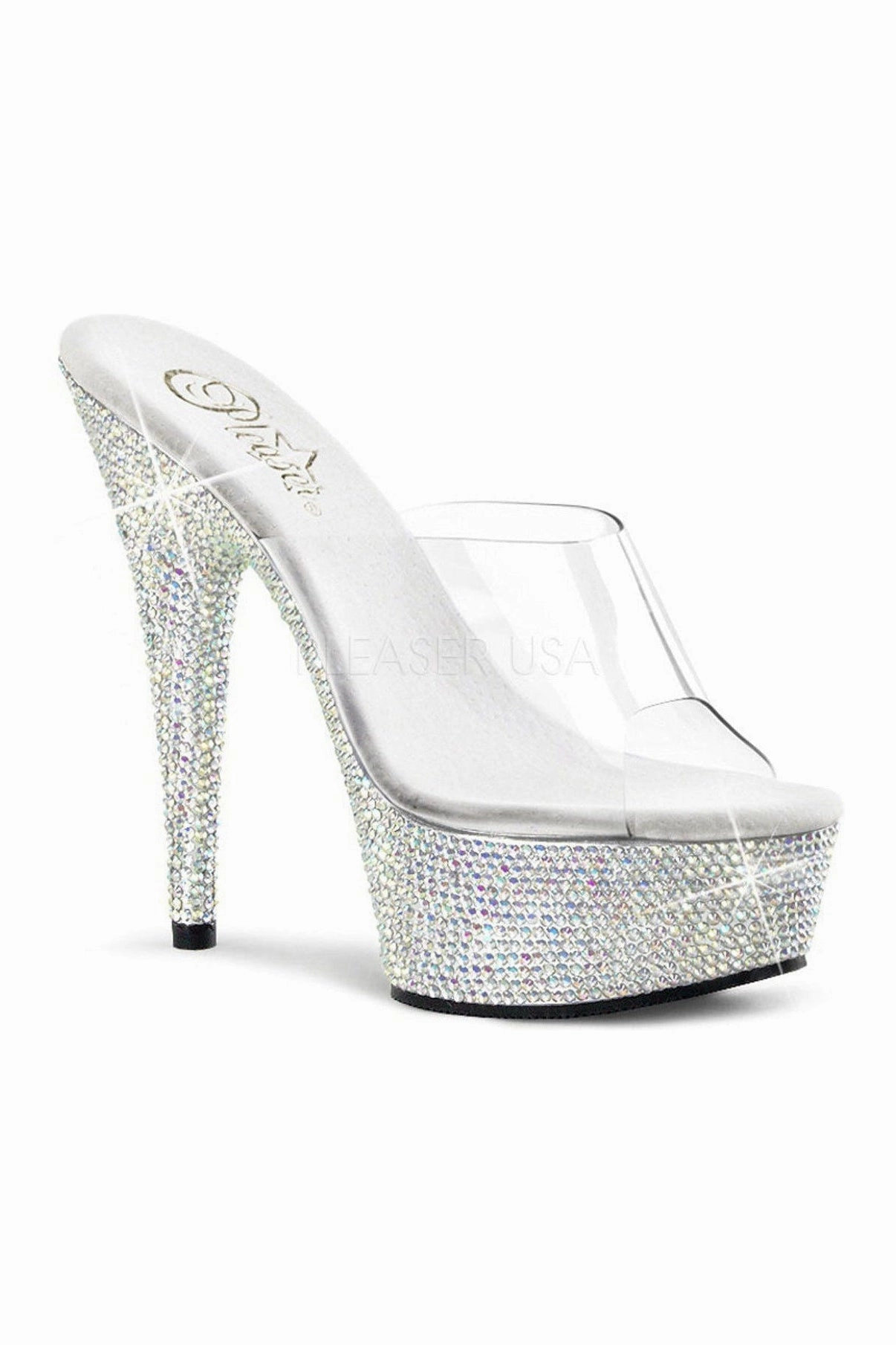BEJEWELED-601DM Platform Slide  | Clear Vinyl