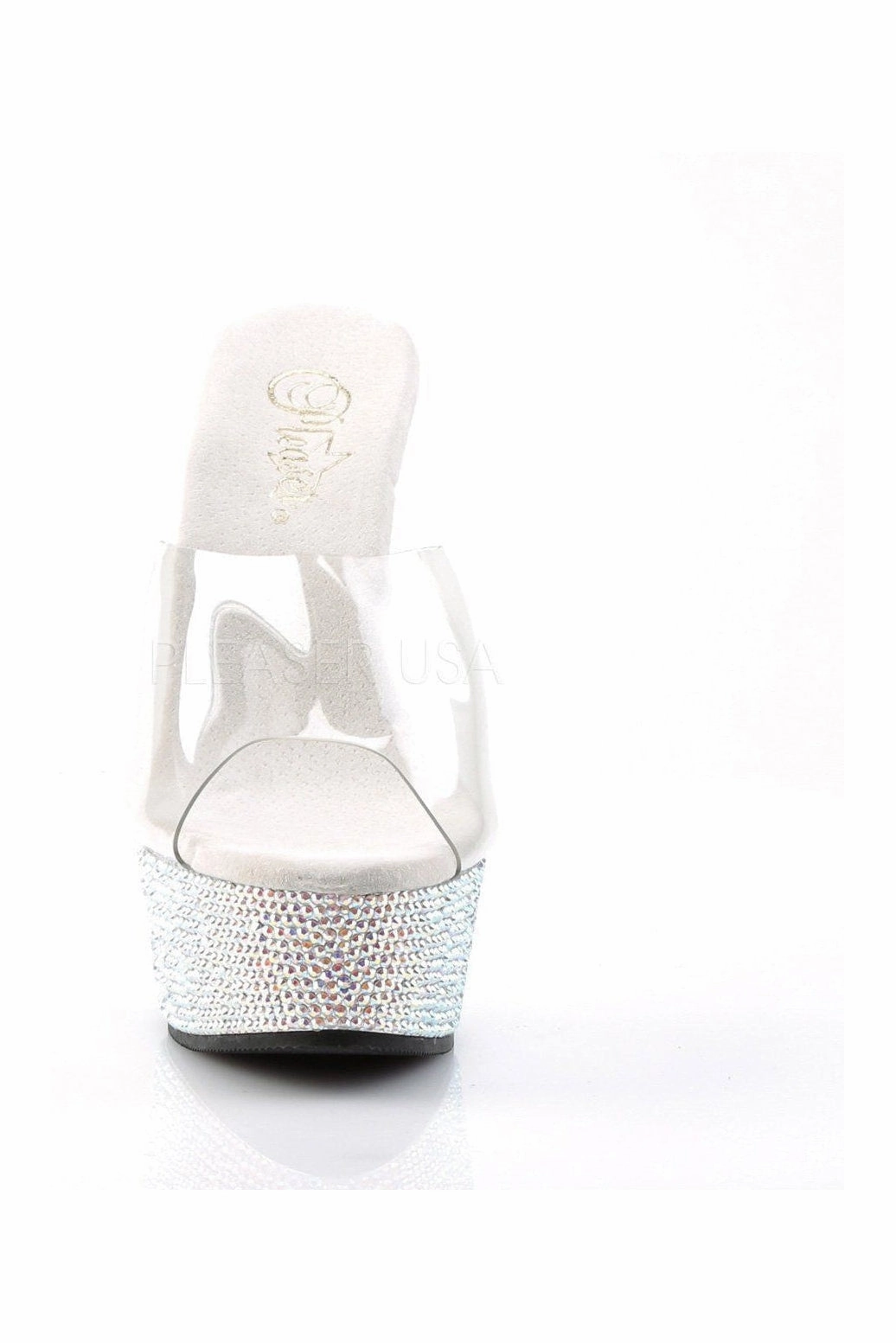 BEJEWELED-601DM Platform Slide  | Clear Vinyl