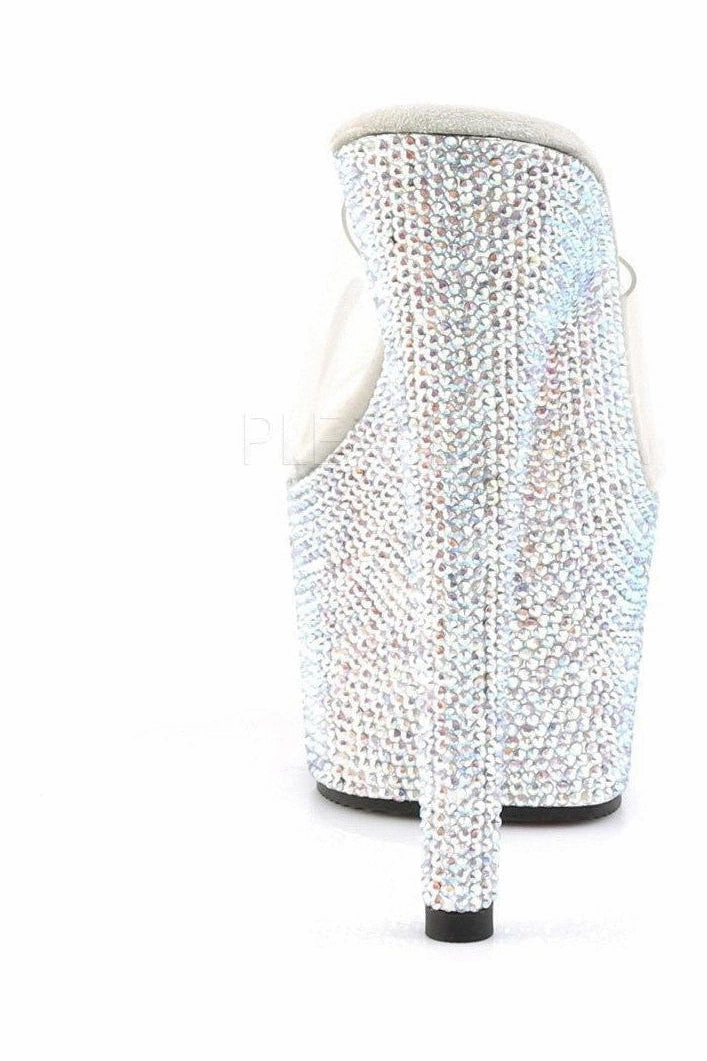 BEJEWELED-701DM Platform Slide  | Clear Vinyl