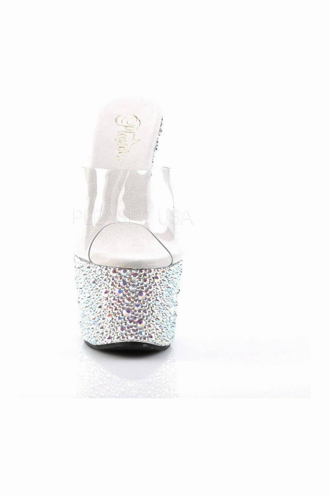 BEJEWELED-701MS Platform Slide  | Clear Vinyl