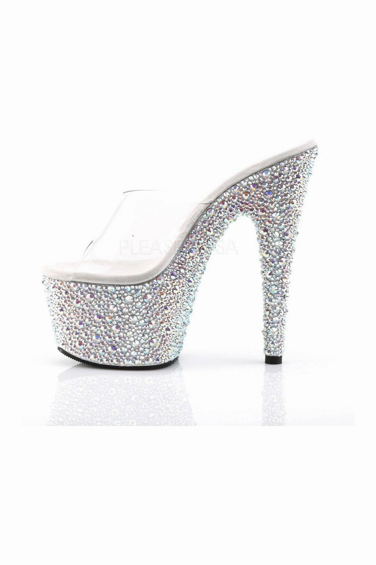 BEJEWELED-701MS Platform Slide  | Clear Vinyl