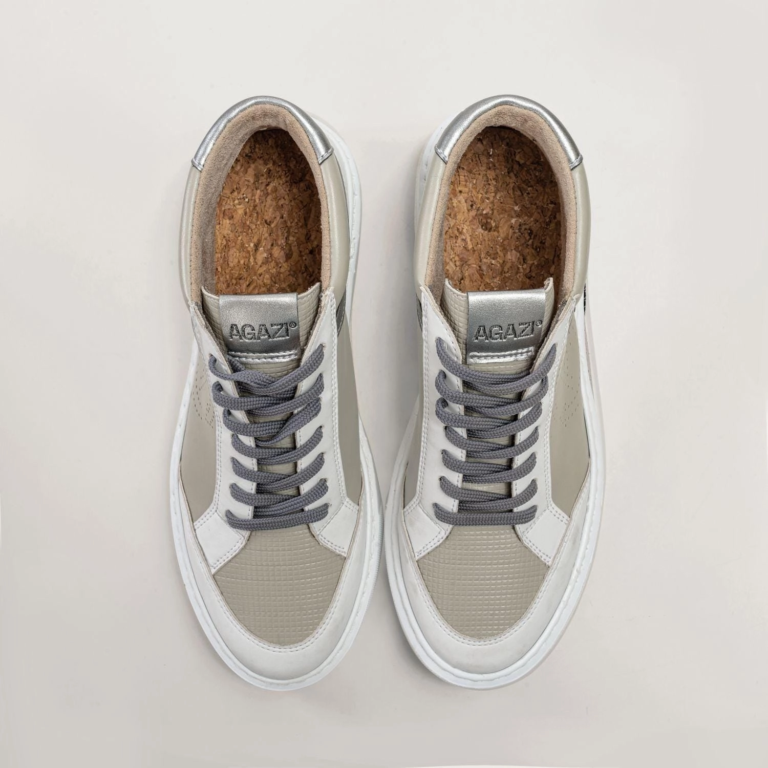 Blanka Women's Apple & Corn Leather Vegan Sneakers | Grey & White