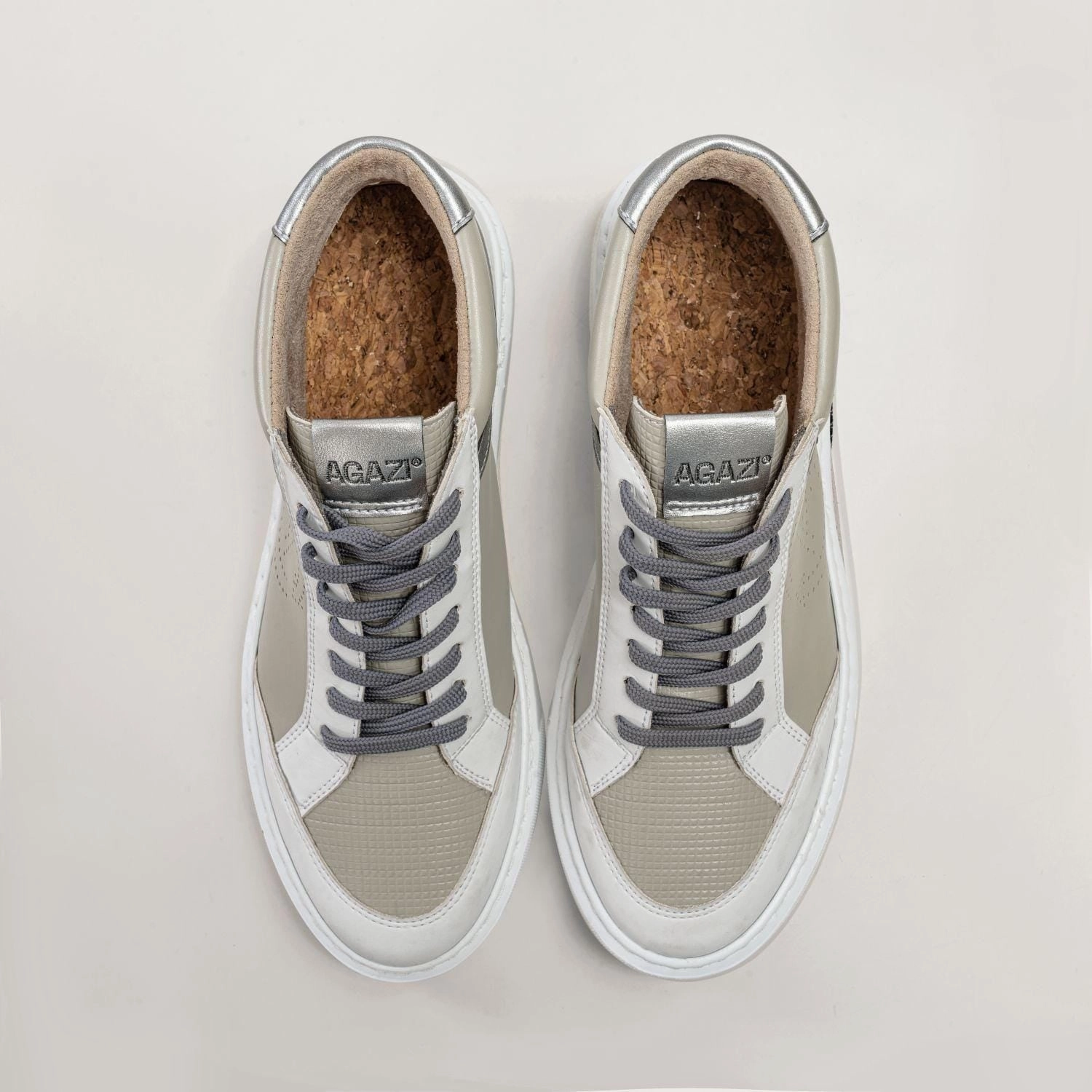 Blanka Women's Apple & Corn Leather Vegan Sneakers | Grey & White