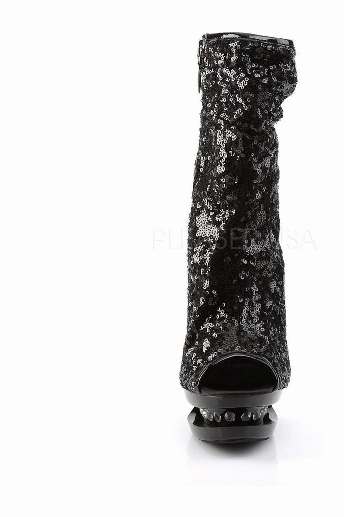 BLONDIE-R-1008 Platform Boot  | Black Sequins