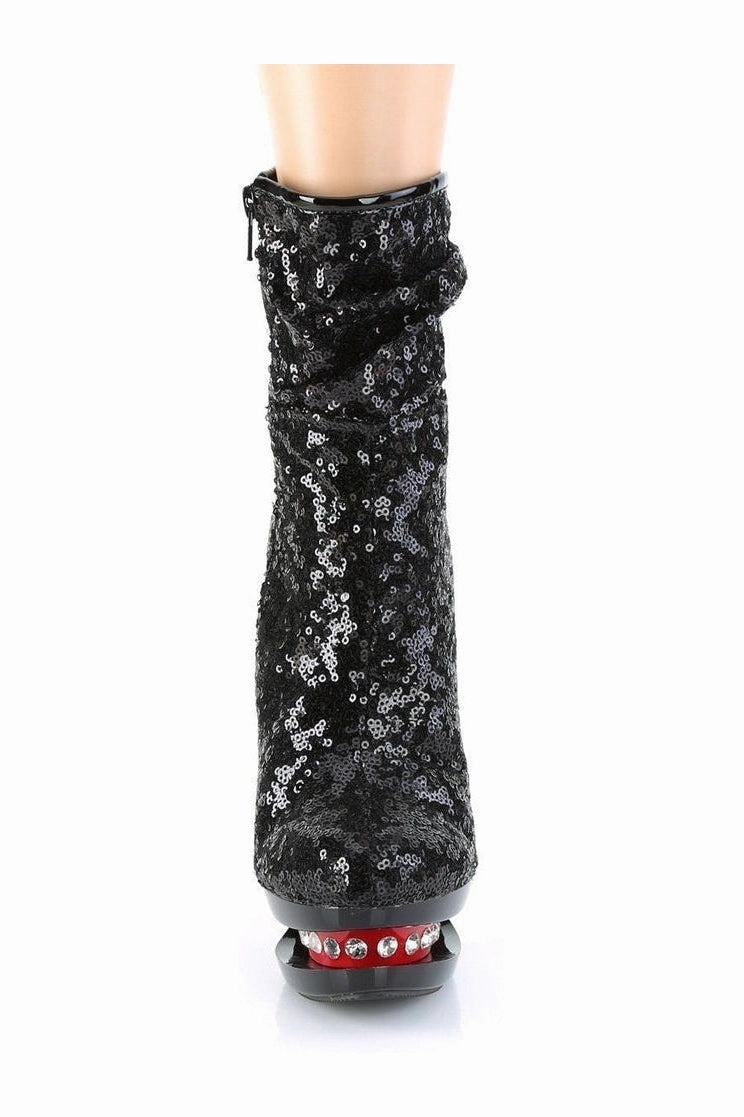 BLONDIE-R-1009 Exotic Boot | Black Sequins