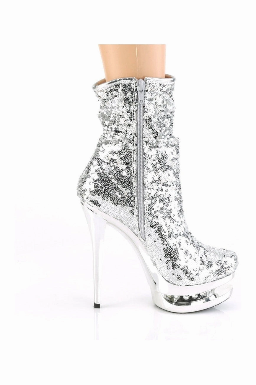 BLONDIE-R-1009 Exotic Boot | Silver Sequins