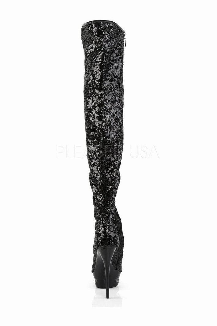 BLONDIE-R-3011 Platform Boot  | Black Sequins