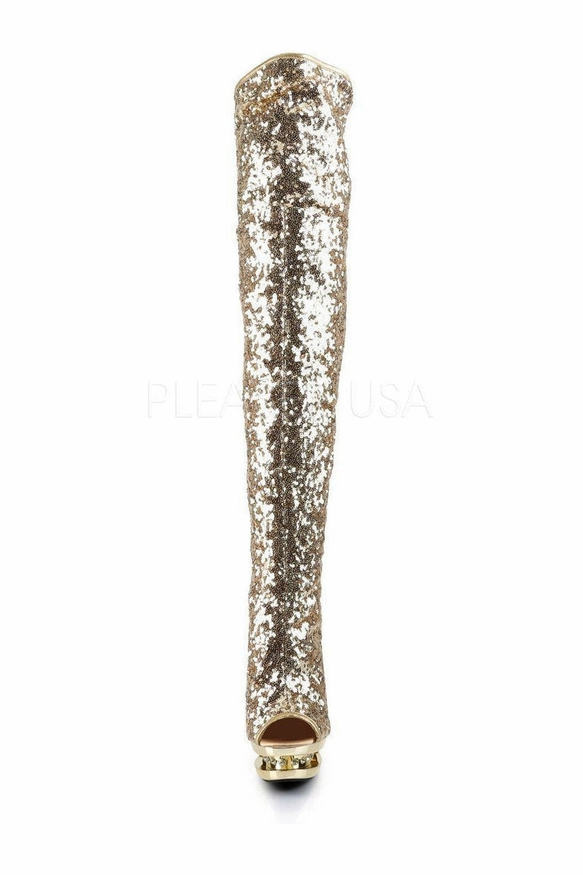 BLONDIE-R-3011 Platform Boot  | Gold Sequins