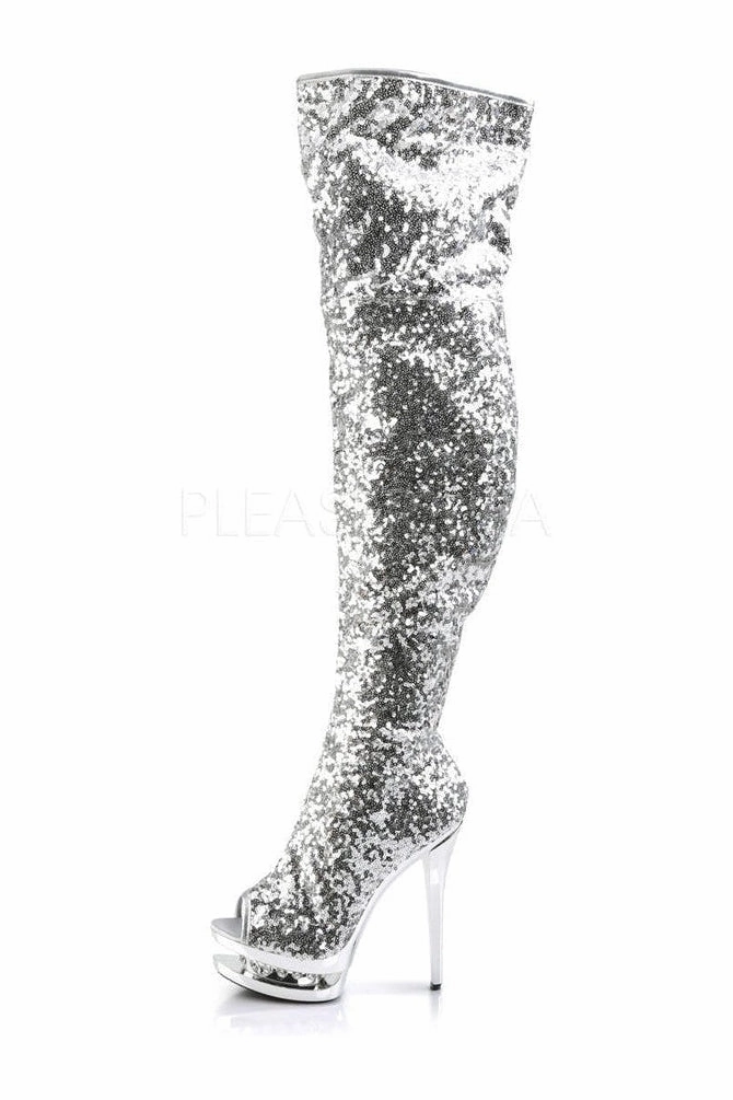 BLONDIE-R-3011 Platform Boot  | Silver Sequins