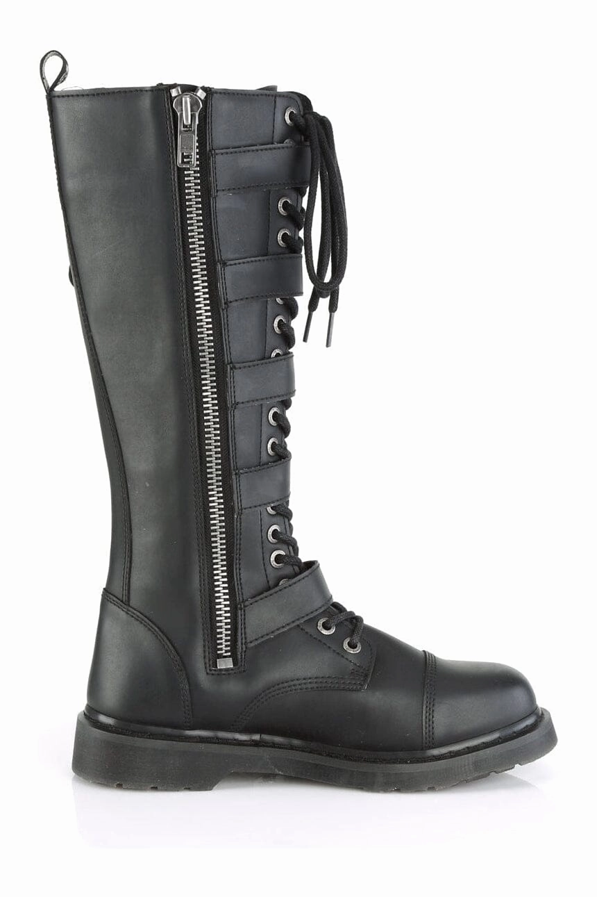 BOLT-425 Black Vegan Leather Combat Boot