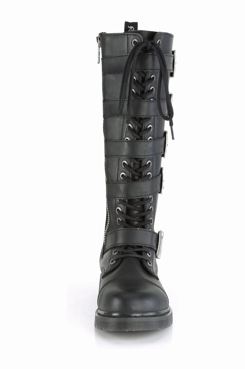 BOLT-425 Black Vegan Leather Combat Boot