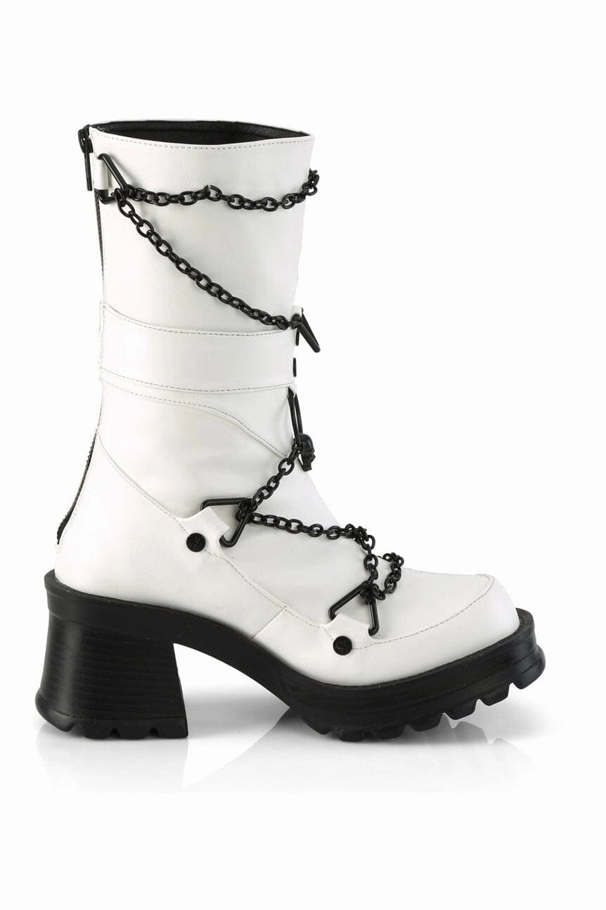BRATTY-120 White Vegan Leather Knee boot