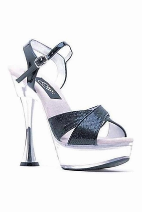 C-JANIE Platform Sandal | Black Glitter